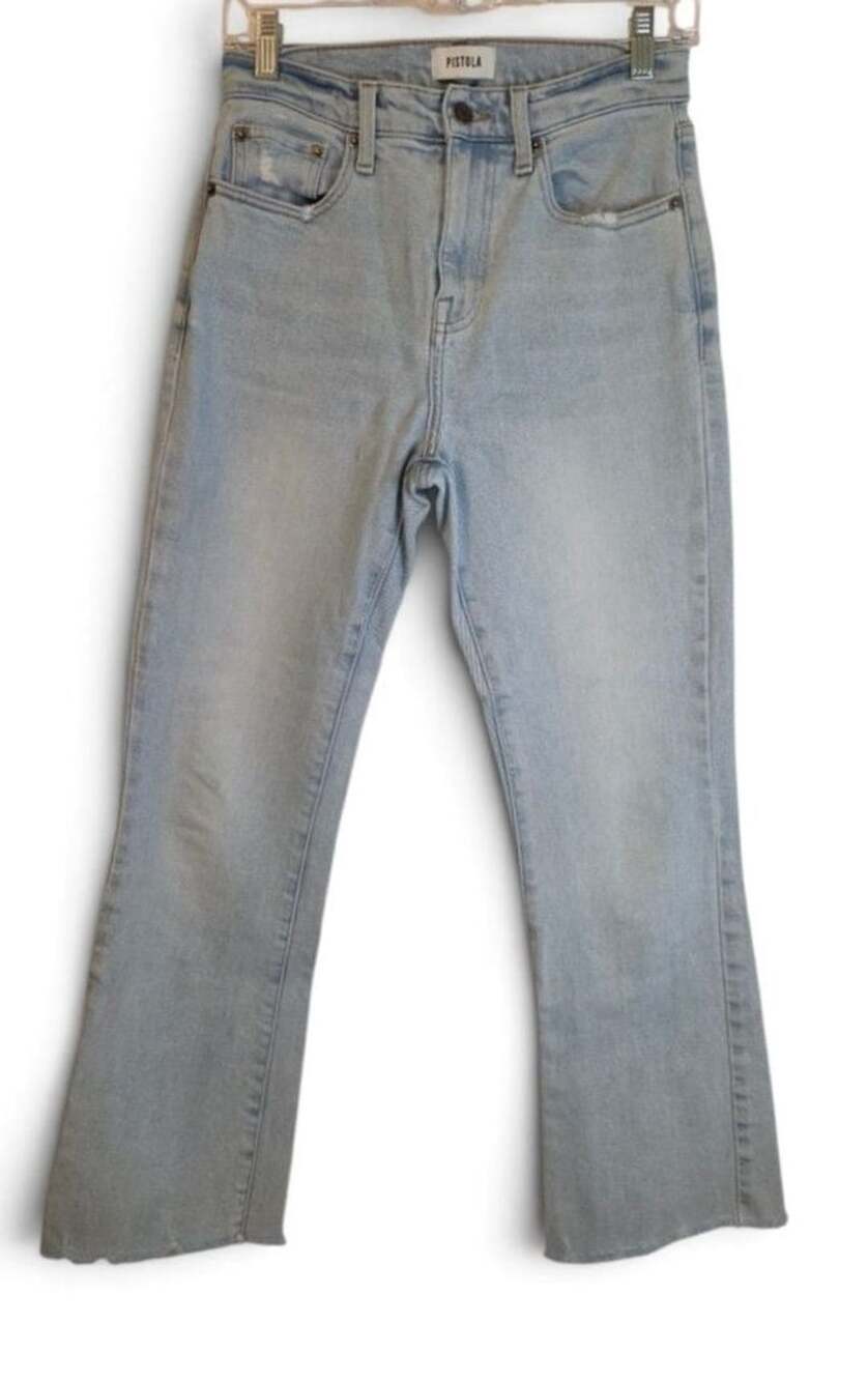Pistola Light Wash Cropped Flare Jeans Size 27